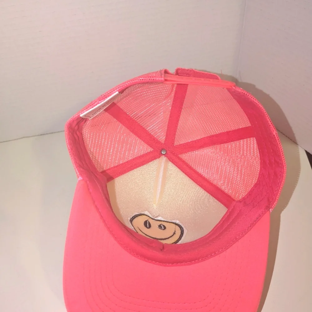 Emoji Smiley Faces Hot Pink and White Adjustable‎ Baseball Hat